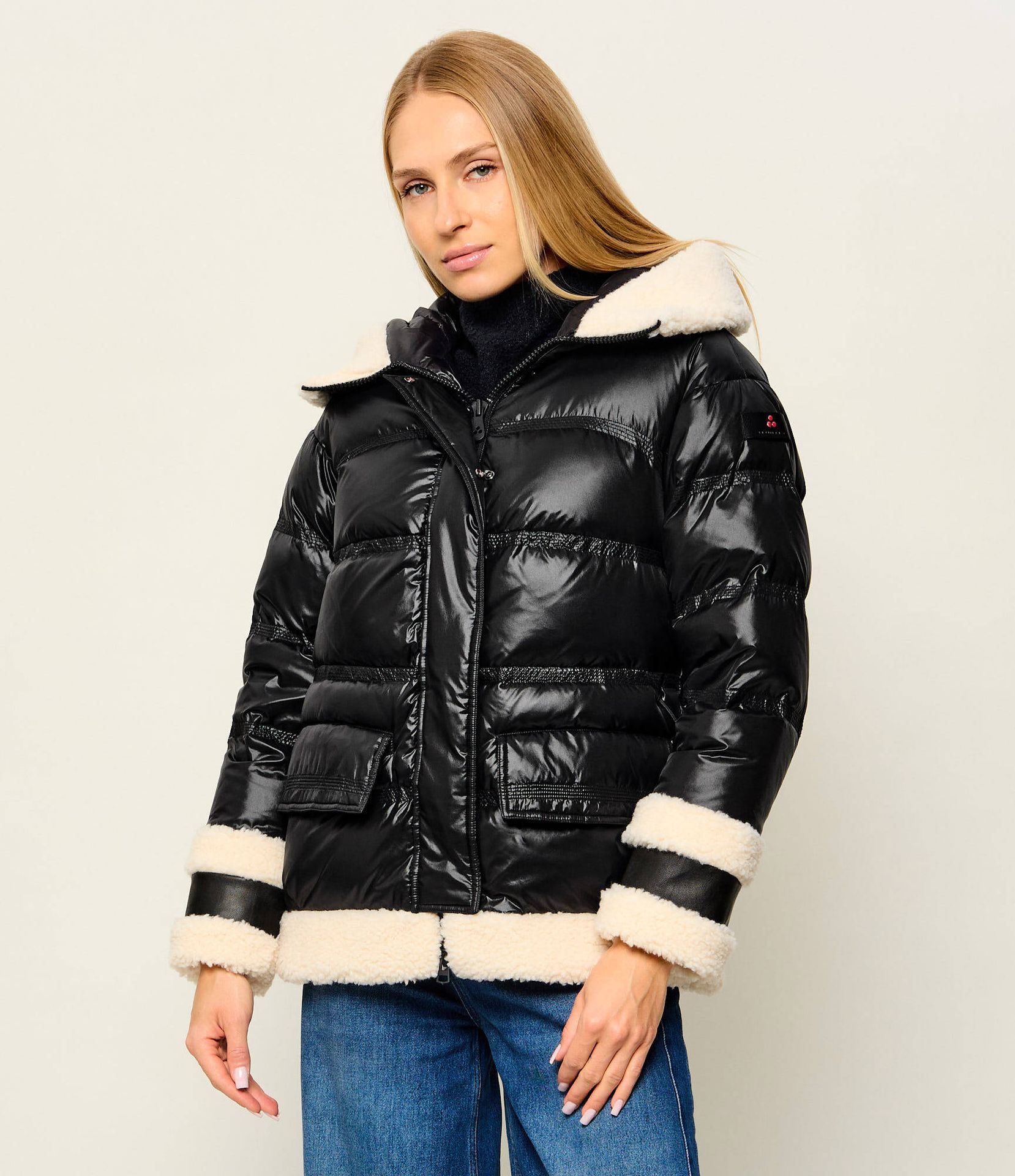 Peuterey Puchowa kurtka Kunto Bg shearling Regular Fit z dodatkiem wełny