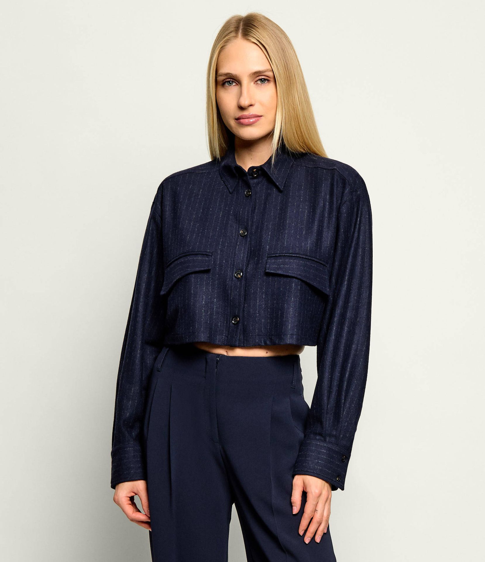 Pinko Koszula Taurasi Pinko x Barazzi Cropped Fit z dodatkiem wełny