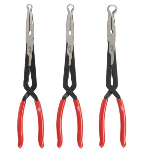 Milwaukee Hose Grip Pliers 3 pc Set - Zestaw 3 szt szczypiec długich ze szczękami oczkowymi 8/12.7/19mm 4932492503