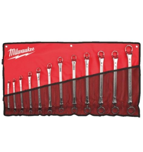 Milwaukee Double Ring Offset Spanner - Milwaukee Double Ring Offset Spanner - Zestaw kluczy oczkowych podwójnie odsadzonych - 12 szt 4932492738