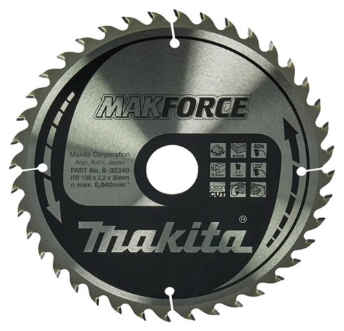 Makita B-32340 - Tarcza tnąca do drewna 190x30x40z MAKFORCE