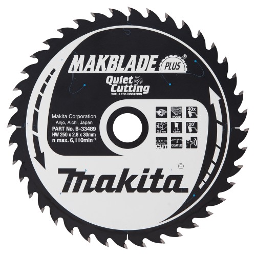 Makita B-33489 - Piła tarczowa 250x30x40z Mablade Plus Drewno
