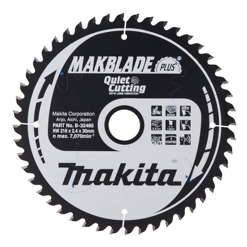 Makita B-32465 - Tarcza tnąca MakBlade Plus TCT 216 x 30 mm, 48 zębów