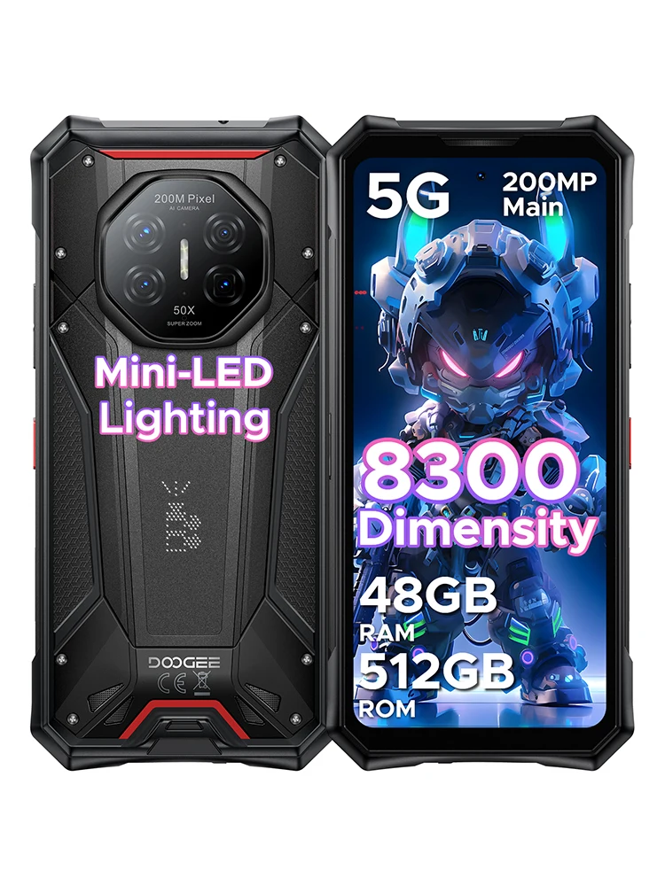 Doogee S300 Pro 5g Wytrzymały smartfon Dimensity 8300 6,78'' wyświetlacz 48 GB RAM (16 GB + 32 GB) 512 GB ROM 11000 mAh 200 MP aparat Android 16 16Gb 512Gb Gray