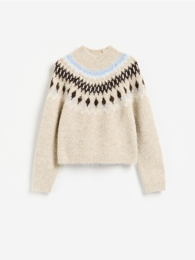 Reserved - Sweter z nordyckim wzorem - wielobarwny