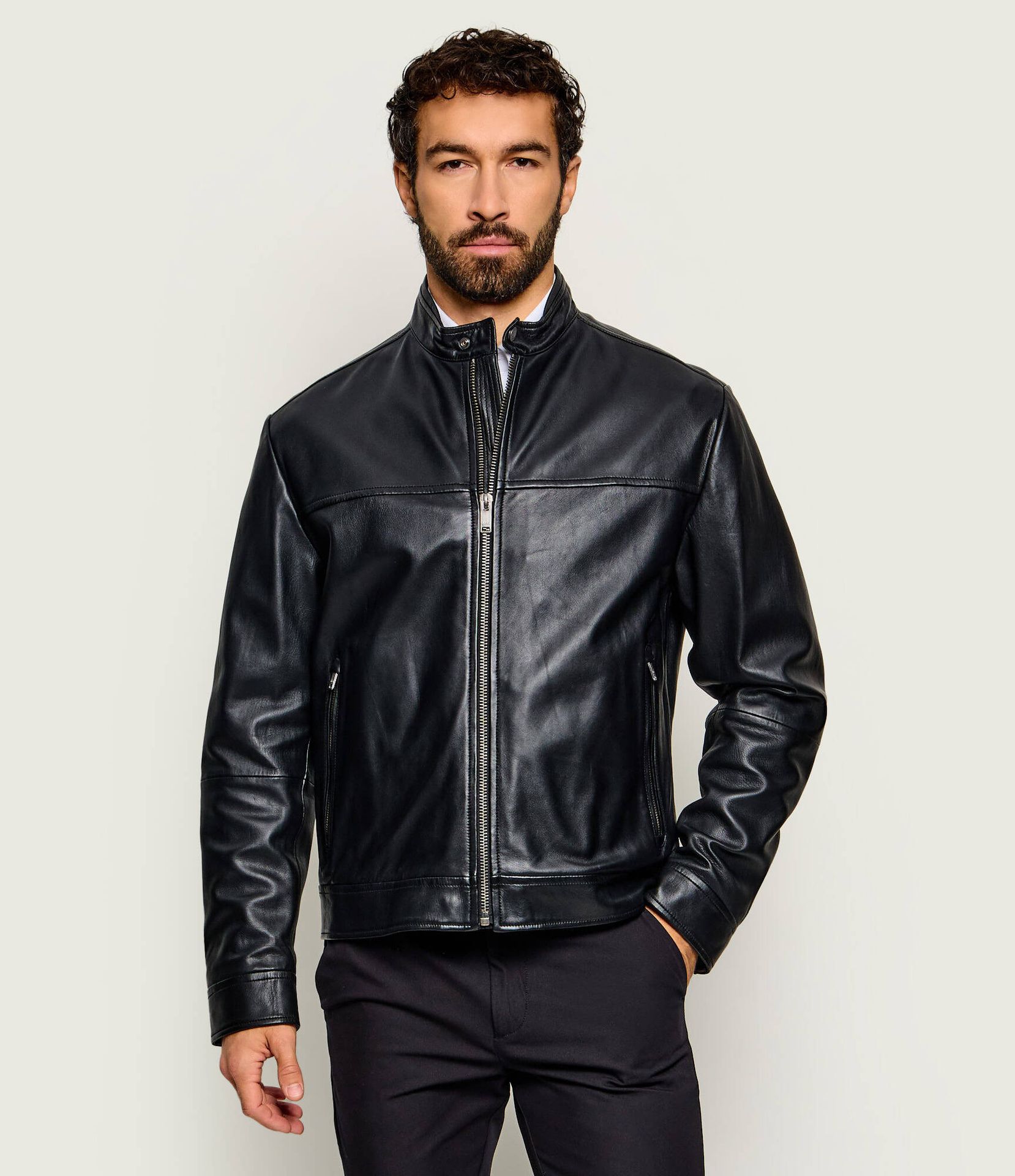 BOSS ORANGE Skórzana kurtka Joslay1 Slim Fit