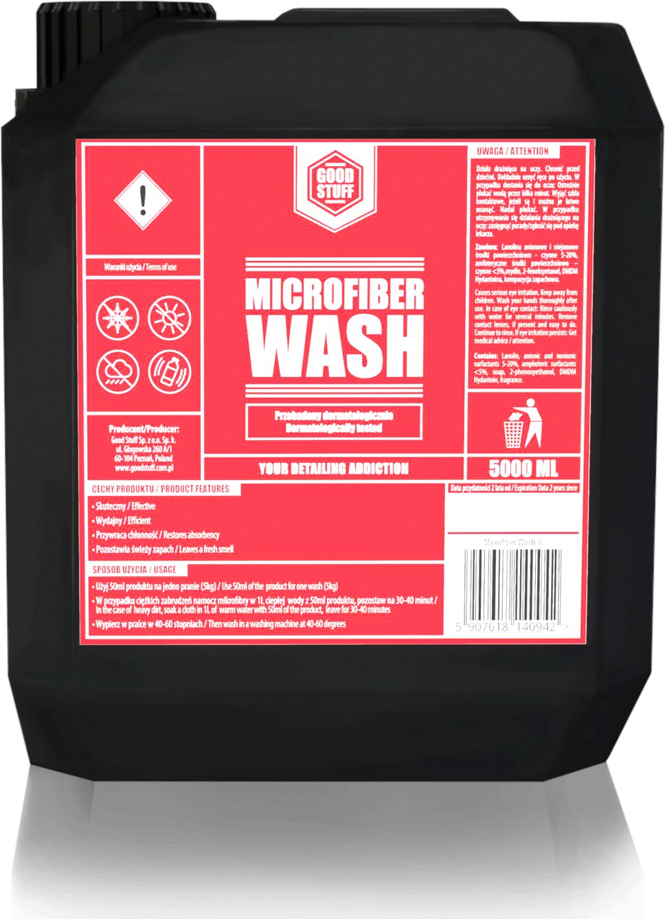 Good Stuff Microfiber Wash  płyn do prania mikrofibr, przywracana chłonność 5L