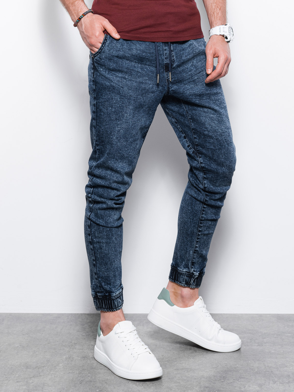 Spodnie męskie jeansowe joggery - niebieskie V1 P1027