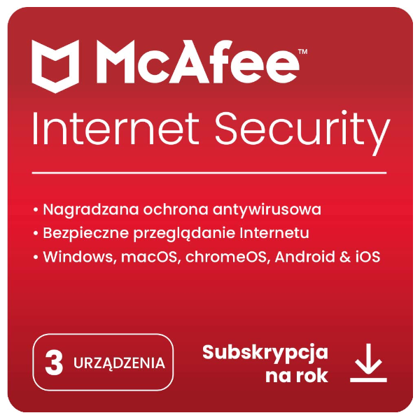 McAfee Internet Security 2026 (3 stanowiska, 12 miesięcy)