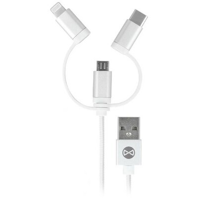 FOREVER KABEL USB micro-USB/Lightning/USB-C 1M bialy