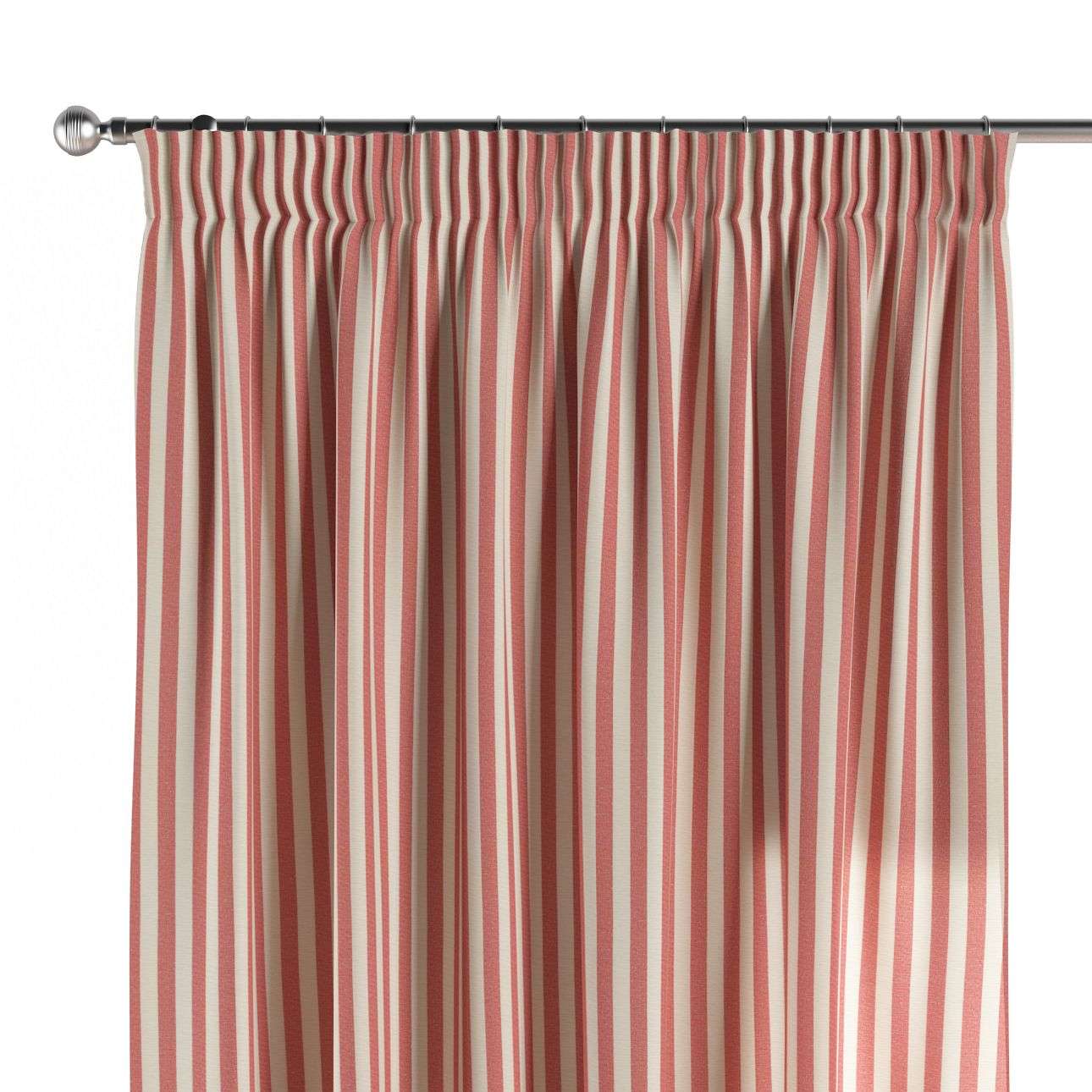Dekoria Zasłona na taśmie marszczącej 1 szt. czerwono białe pasy 1,5cm) 1szt 130 × 260 cm Quadro 300-136-17