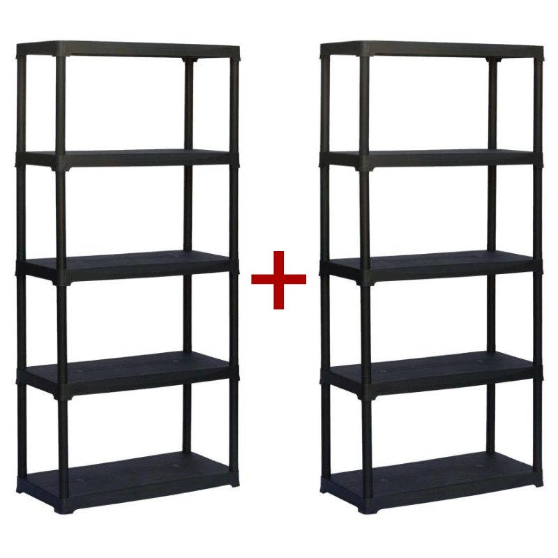 B2B Partner Regał plastikowy TEMPO 1+1 GRATIS, 1800x800x390 mm, 5 półek 158198