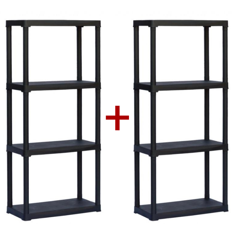 B2B Partner Regał plastikowy TEMPO 1+1 GRATIS, 1330x600x300 mm, 4 półki 158195