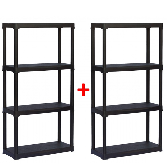 B2B Partner Regał plastikowy TEMPO 1+1 GRATIS, 1320x700x300 mm, 4 półki 158196