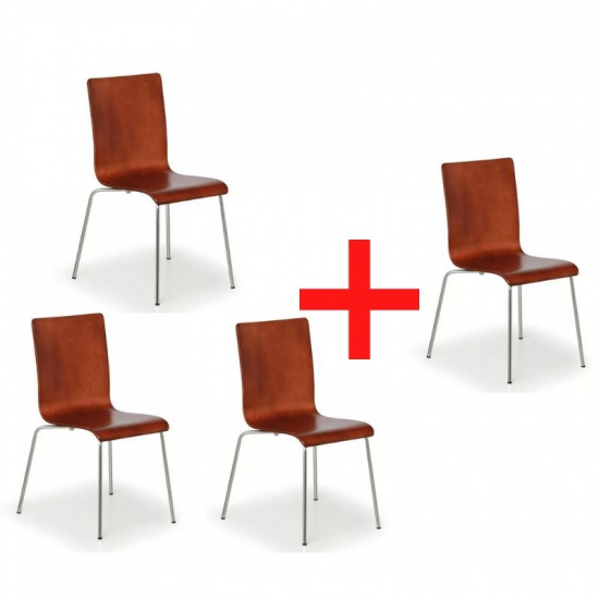 B2B Partner Krzesło drewniane CLASSIC 3+1 GRATIS, orzech 483052