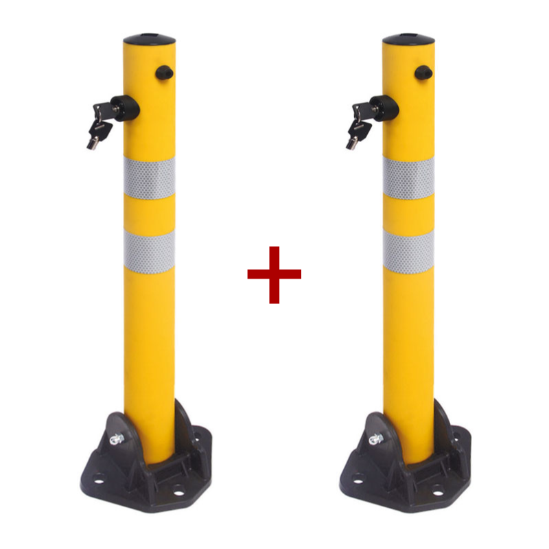 Słupek parkingowy i odgradzający, składany, plastikowy, wys. 700 mm, żółty, 1+1 GRATIS