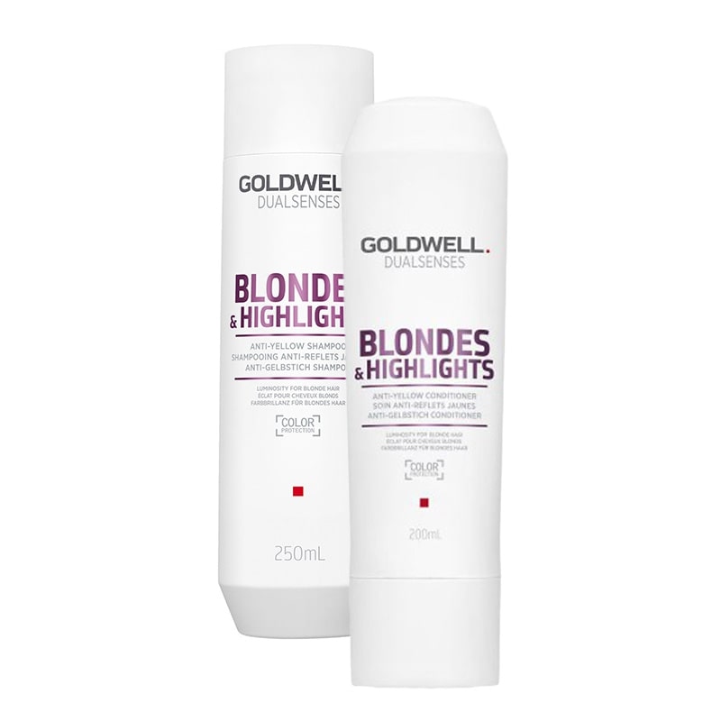Goldwell Dualsenses Blondes & Highlights, zestaw do włosów blond, szampon + odżywka