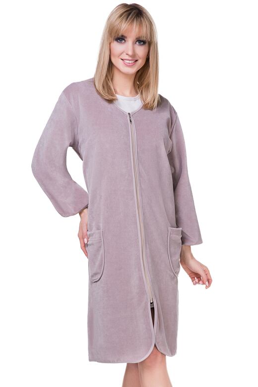 Damski szlafrok welurowy Radana jasna lilia. 6XL
