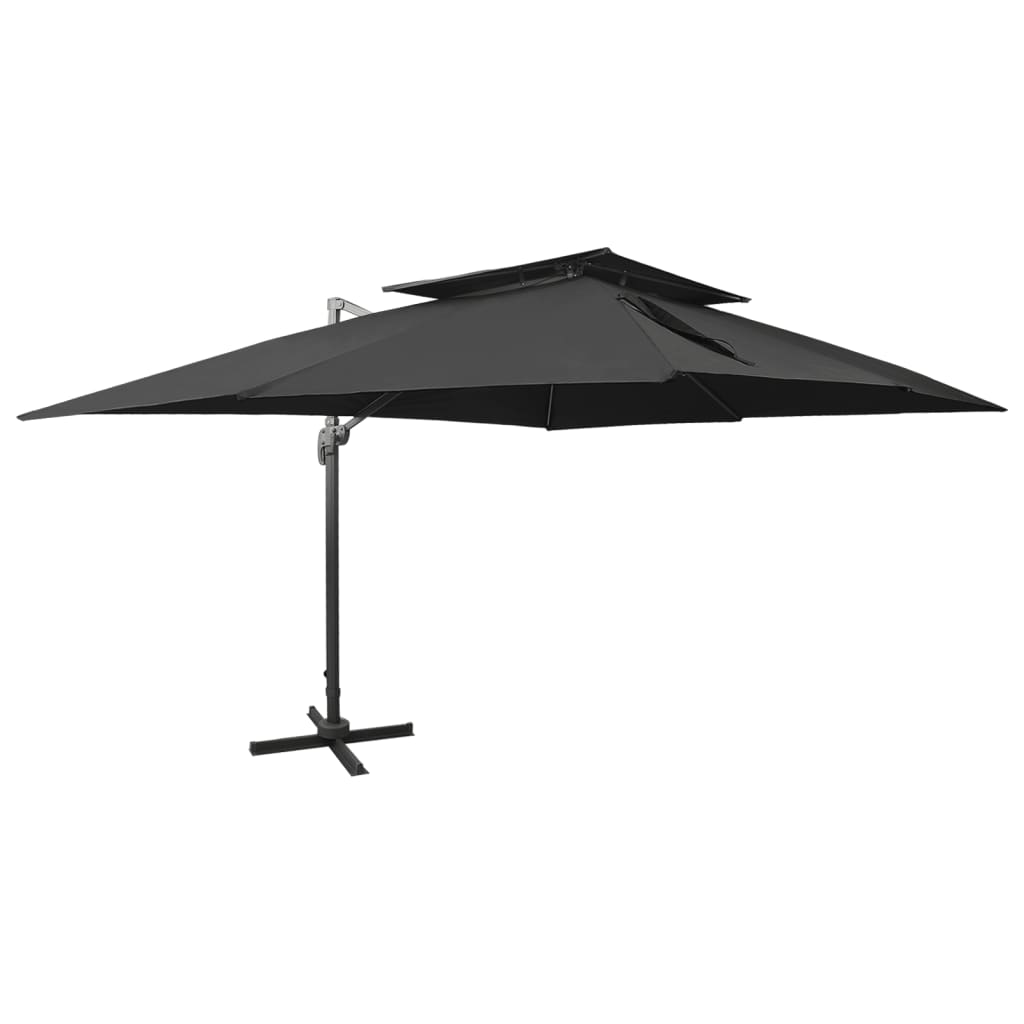 vidaXL Parasol wiszący z podwójną czaszą, czarny, 400x300 cm vidaXL