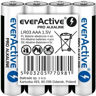 EverActive 4 x baterie alkaliczne Pro LR03 AAA taca LR03PRO4T