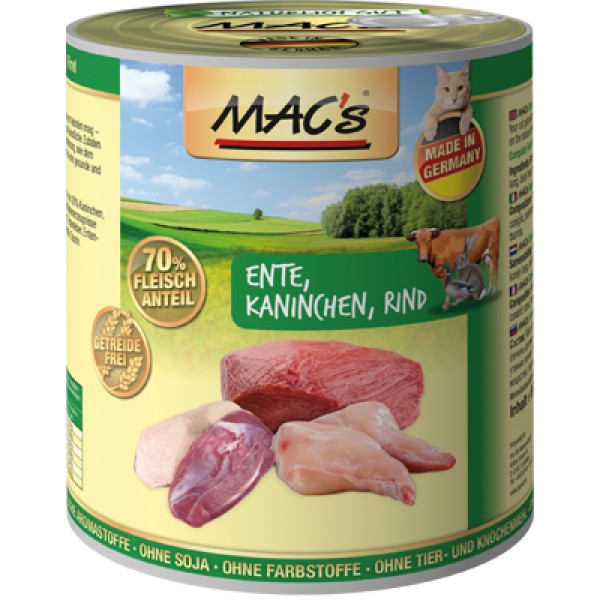 Mac´S Adult Kaczka z królikiem i wołowiną Mokra Karma dla kota op 200g
