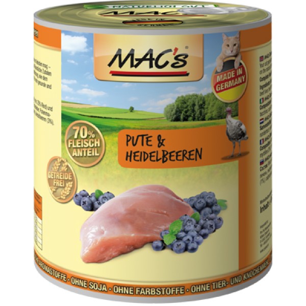 MAC's MAC´s Cat karma dla kota, 6 x 200 g - Indyk i jagody