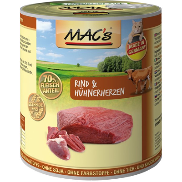 MAC's Megapakiet MAC´s Cat karma dla kota, 24 x 200 g - Wołowina i serca kurze