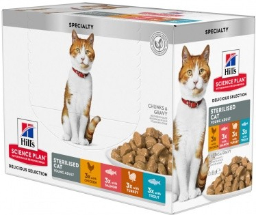 Hills Feline Young Adult Sterilised Multipack saszetka 12x85g