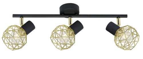 Candellux Lampa sufitowa reflektorek ACROBAT PLAFON LISTWA 3X40W E14 CZARNY KLOSZ ZŁOTY 93-66640