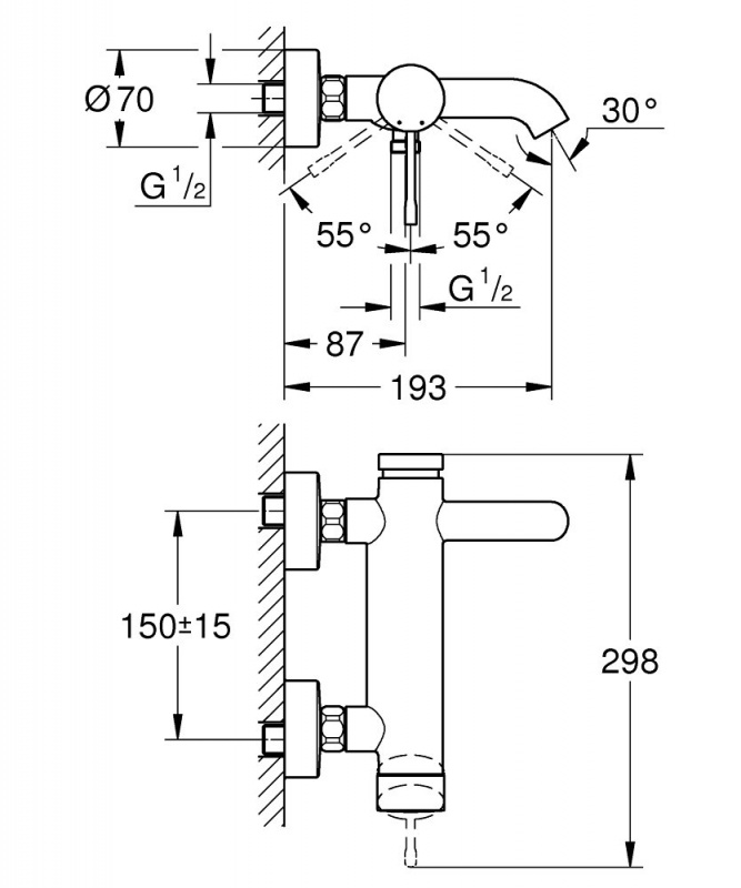 GROHE 33624DA1 Essence New OHM bath exp