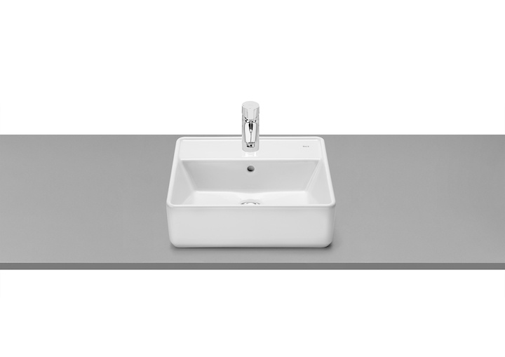 Roca Alter umywalka nablatowa prostokątna 42x39 ceramiczna biała z otworem A3270MM000