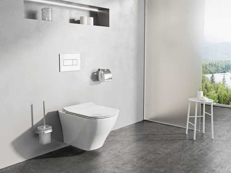 Ravak Classic Zestaw Toaleta WC podwieszana 51x36,5 cm RimOff bez kołnierza z deską wolnoopadającą Slim biały X01671+X01673