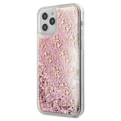 Guess 4G Liquid Glitter - Etui na iPhone 12 / iPhone 12 Pro różowy GUHCP12MLG4GSPG