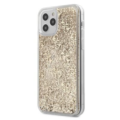 Guess 4G Liquid Glitter - Etui na iPhone 12 Pro Max złoty GUHCP12LLG4GSLG