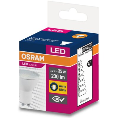 LEDVANCE Żarówka LED  LVPAR16 3,2W/827 230V GU10 EUE OSRAM 230lm 4058075198944