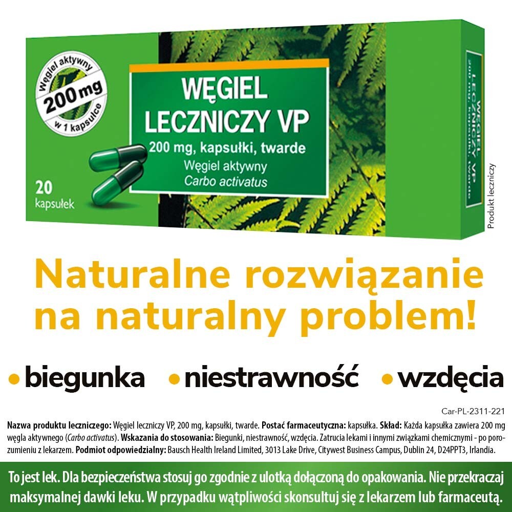 Węgiel Leczniczy VP 200 mg, 20 kapsułek