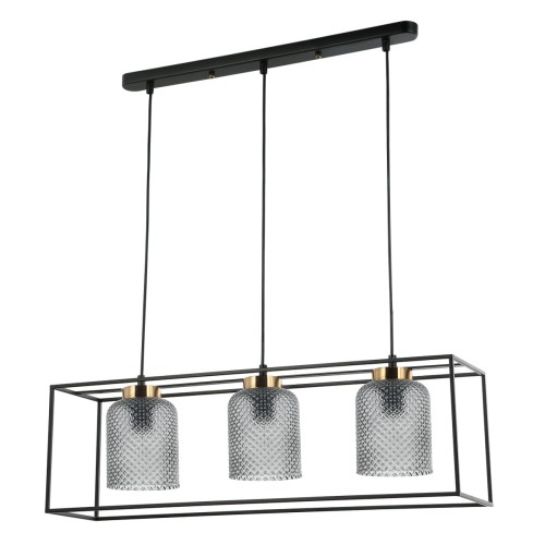 Italux Wisząca LAMPA loftowa SINELLA PND-23231-3-BK-SG szklany ZWIS klatka do jadalni czarna