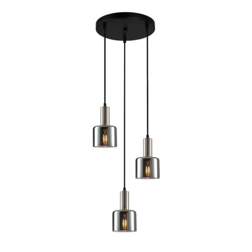 Italux Santia lampa wisząca 3-punktowa nikiel satyna/dymiona PND-65342-3A-SC+SG PND-65342-3A-SC+SG
