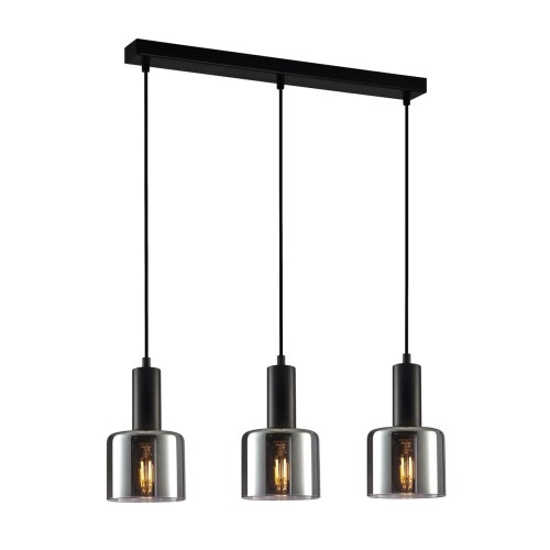 Italux Santia lampa wisząca 3-punktowa czarna/dymiona PND-65342-3-BK+SG PND-65342-3-BK+SG