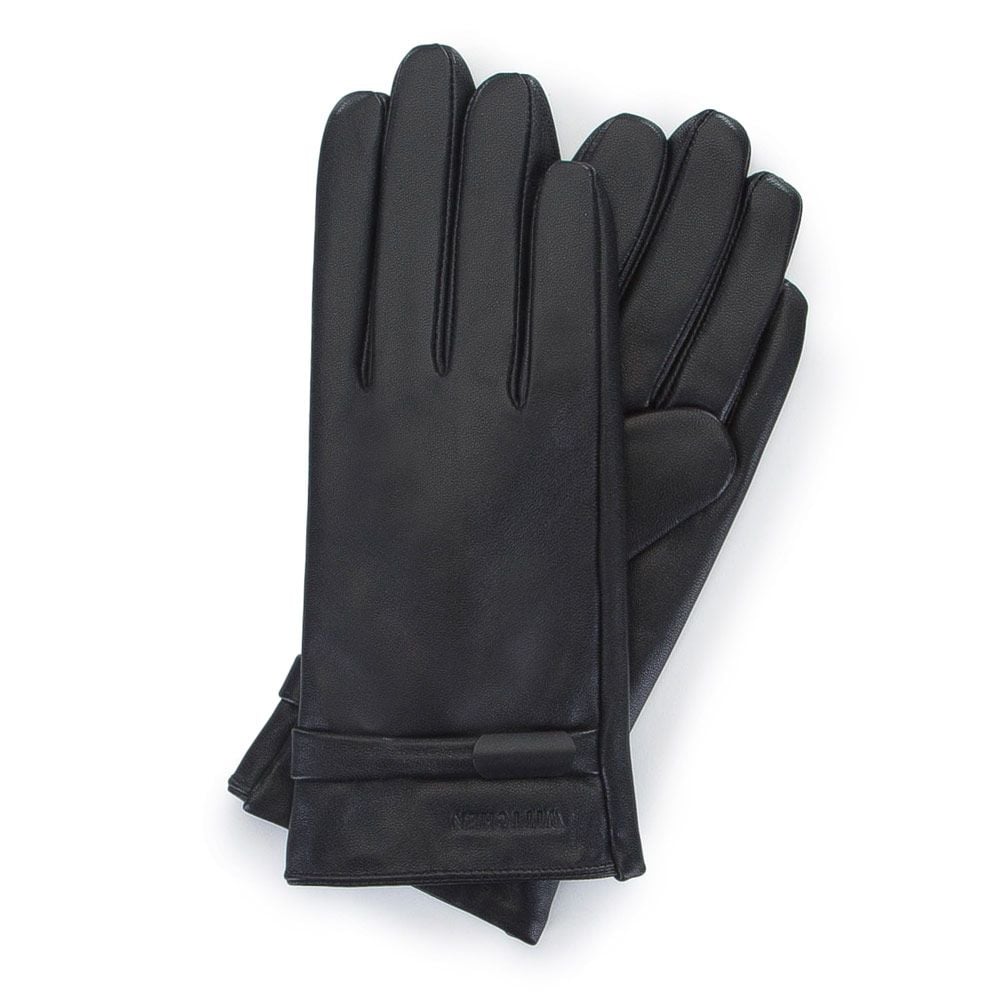 Damskie rękawiczki ze skóry z paskiem