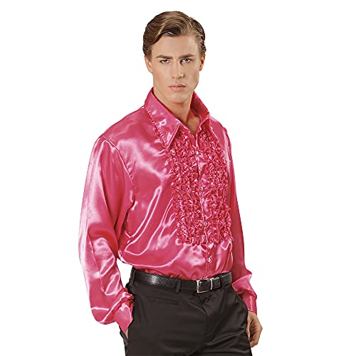 W WIDMANN MILANO Party Fashion - Koszula 70 lat mody disco, z długim rękawem, wykonana z satyny, koszula męska