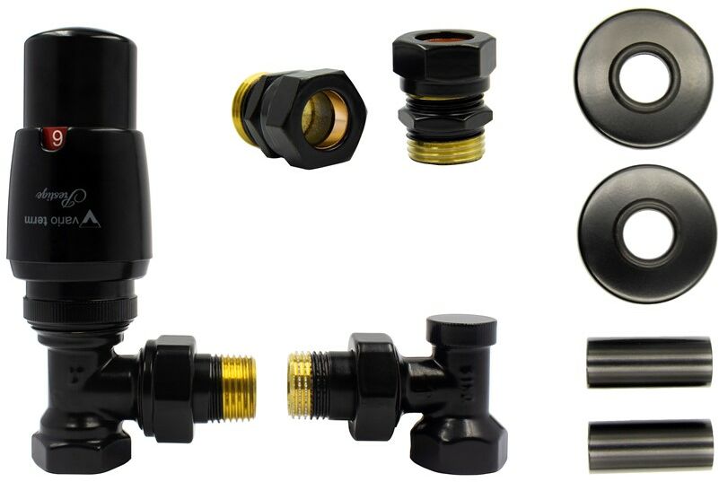Varioterm Zawór termostatyczny ELEGANT kątowy All in One - czarny mat miedziana - CU 15 mm AELGS0224C/FK(Cu)