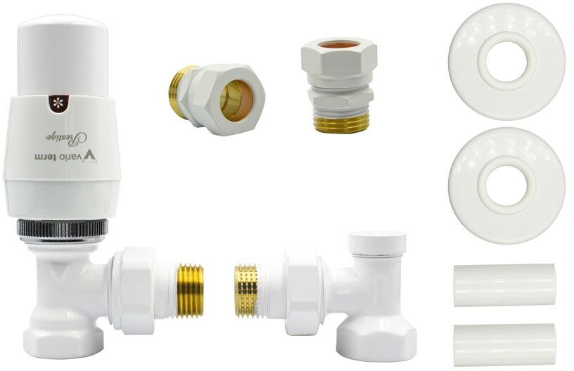 Varioterm Zawór termostatyczny ELEGANT kątowy All in One - biały miedziana - CU 15 mm AELGS0206C/FK(Cu)