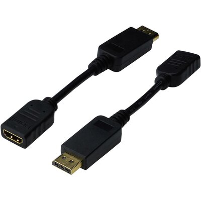Assmann Kabel adapter Displayport z zatrzaskiem 1080p 60Hz FHD Typ DP/HDMI A M/Ż czarny 0,15m