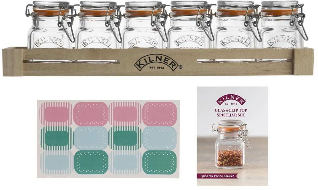 Kilner Zestaw 6 słoiczków do przypraw w skrzyneczce