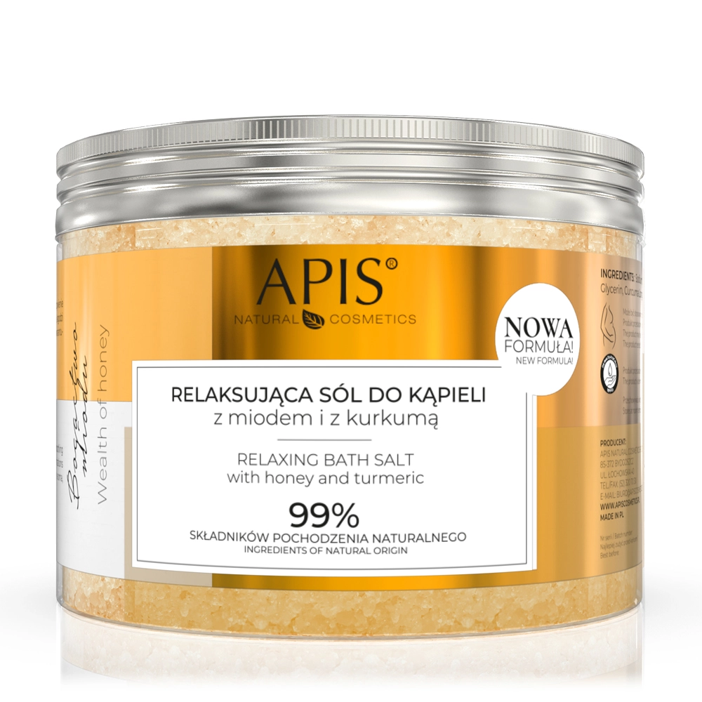 Apis Bogactwo Miodu Relaksująca Sól Do Kąpieli z Miodem Propolisem i Kozim Mlekiem 650g