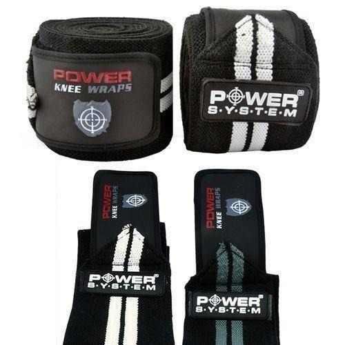 POWER SYSTEM Taśma - Knee Wraps - 200cm - Black / Red / White - Pozostały sprzęt siłowy i fitness