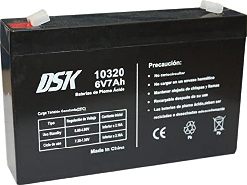 DSK 10320 - Akumulator do piombo AGM ricaricabile sigillata 6V 7Ah. Idealny do samochodów i motocykli elektrycznych dla dzieci, skuterów, systemów UPS, systemów bezpieczeństwa