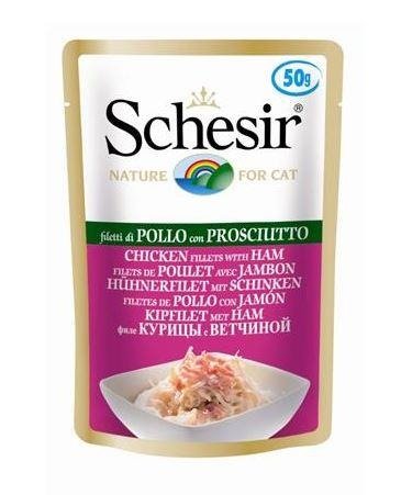 Schesir karma dla kotów saszetka kurczak z szynka 50g