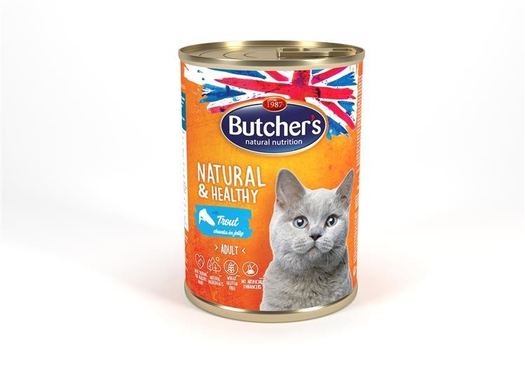 Butchers Natural&Healthy Cat z pstrągiem kawałki w galarecie 400 g